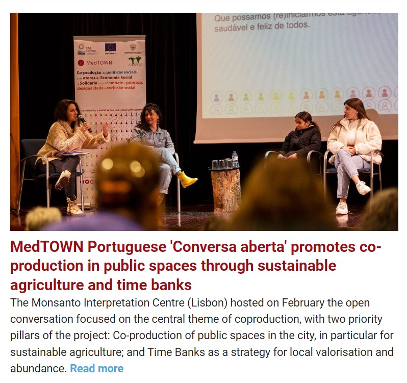 MedTOWN Portuguese 'Conversa aberta' promotes co-production in public spaces through sustainable agriculture and time banks